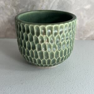 Cuarto Suspiro Oaxaca Pottery Vase 3" Tall Green Textured Hand Made in Mexico